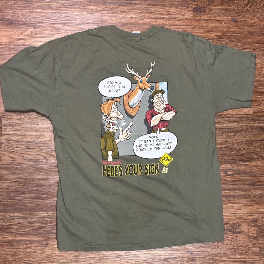 Bill Engvall Here's Your Sign T Shirt Mens XL Deer Hunting Comedy Graphic Tee